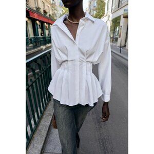 ZARA POPLIN SHIRT WITH PLEATS